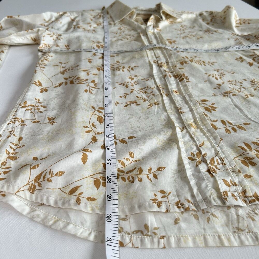 Zenfari Unique Cream Beige Cotton Leaf Print Button Up Shirt Mens Size L - Picture 7 of 13